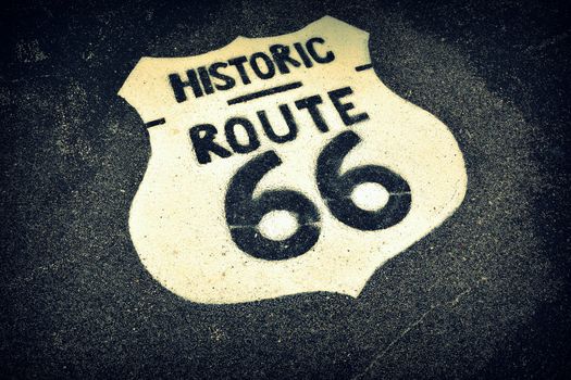 Historic U.S. old Route 66 sign.