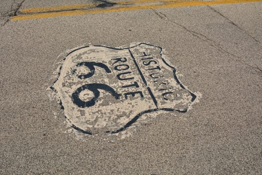 The mythical Route 66 sign in Illinois, USA.