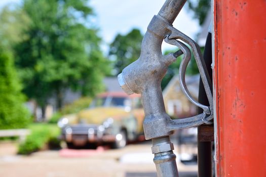 Old rusty american gas pump on route 66
