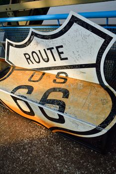 Granite City, Illinois - July 17, 2017: Route 66 on the old Chain of Rocks bridge on the Mississippi river.