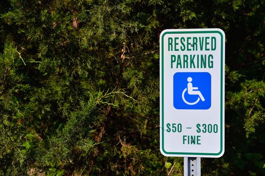 Reserved parking for handicapped only sign.