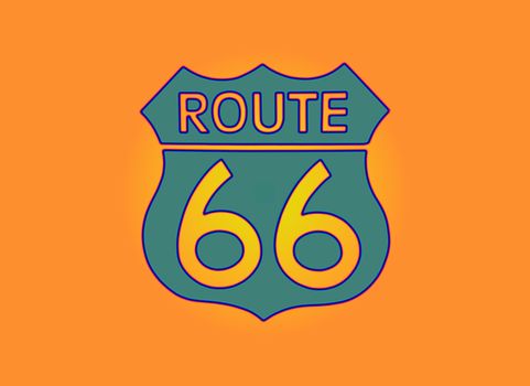 Travel USA sign of Route 66 label. American road icon.