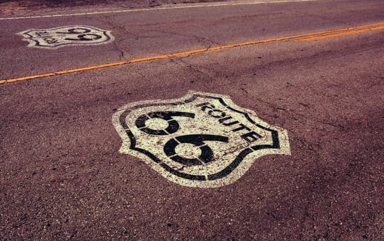 The mythical Route 66 sign in Texas, USA.