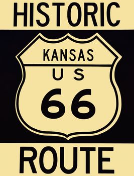 Historic Route 66 sign in Kansas.