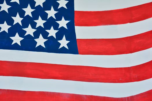 The USA flag painted on white paper with watercolor