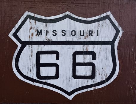 Historic U.S. old Route 66 sign in Missouri.