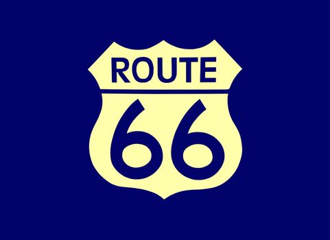 Travel USA sign of Route 66 label. American road icon.