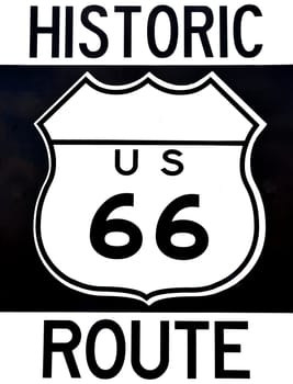 Old historic Route 66 sign with the legend US 66.