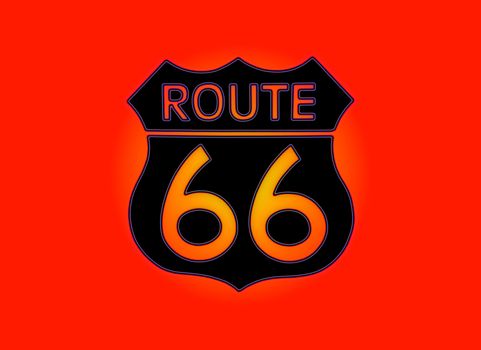 Travel USA sign of Route 66 label. American road icon.