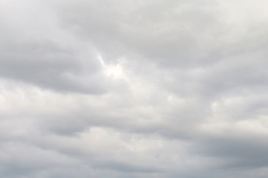 Sky white rain storm background, puffy gray white clouds soft background