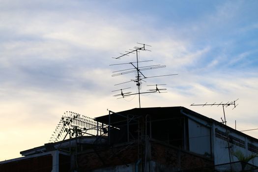 Asia Country house or home Countryside silhouette dark on sky background