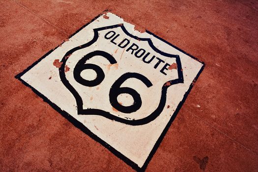 Historic old Route 66 sign. US 66.