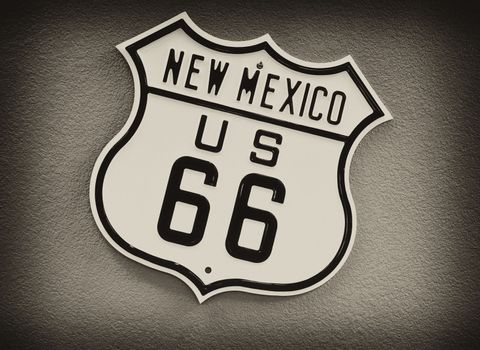 Historic Route 66 sing in New Mexico, Usa.