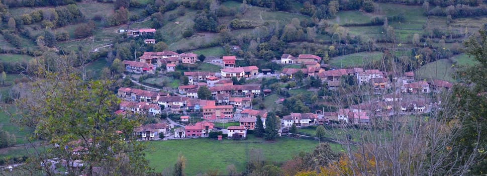 The village of Orle in the province of Asturias, Spain in the Natural Park of Redes