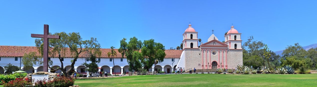 SANTA BARBARA, JULY 28: The historic Santa Barbara old spanish mission in California, USA on July 28, 2017.