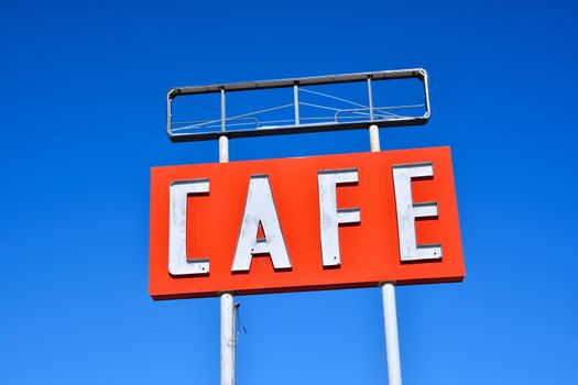 Cafe sign along historic Route 66 in Texas