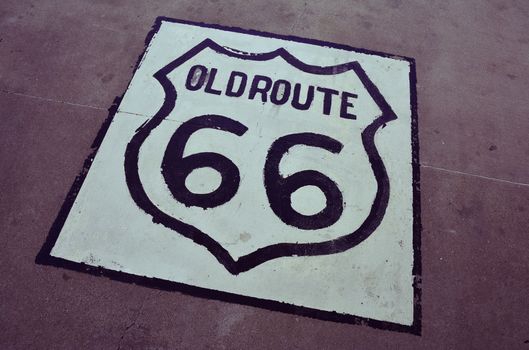 Historic old Route 66 sign. US 66.