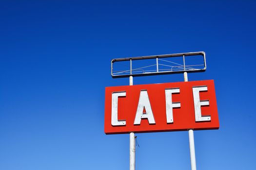 Cafe sign along historic Route 66 in Texas