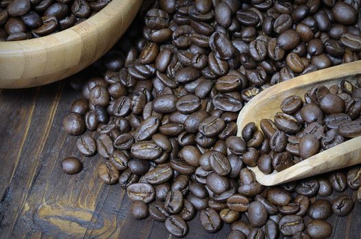 Close-up of heap of coffee beans