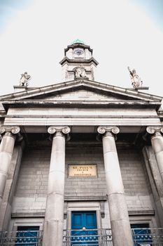 Dublin, Ireland - February 11, 2019: Saint Paul church architecture detail on a winter day