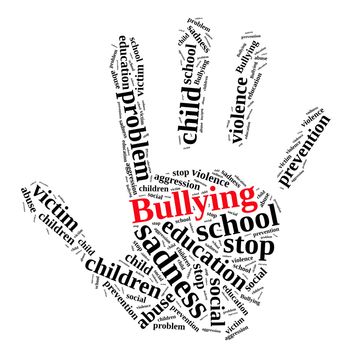 Illustration with word cloud relating to Bullying.