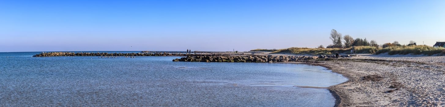 Beautiful view on sandy beaches at the baltic sea on a sunny day in northern Europe