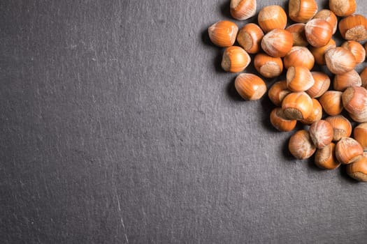 Hazelnuts on wood table