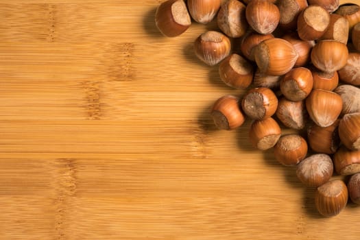 Hazelnuts on wood table