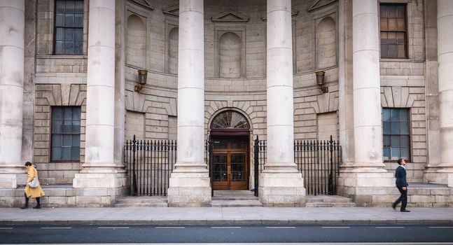 Dublin, Ireland - February 11, 2019: Architectural detail of the Dublin Four Court Courthouse on a winter day