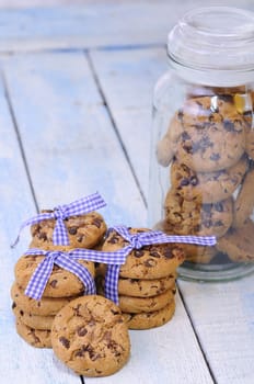 Homemade cookies on wooden table in the kitchen