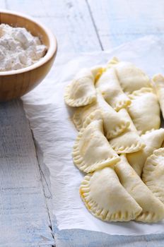 Small pies on the table, typical Spanish food.