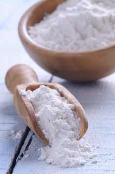 Flour in a bowl on the kitchen table