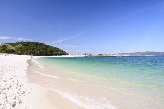Rodas beach in Cies Islands, National Park Maritime-Terrestrial of the Atlantic Islands of Galicia in Spain.