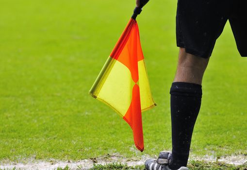 Assistant referees in action during a soccer match
