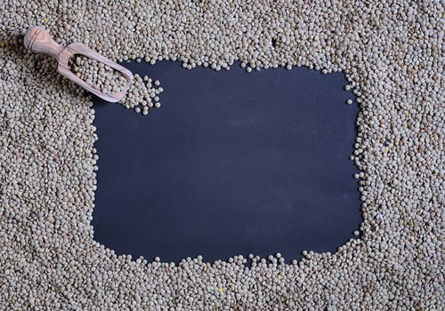 Lentils on a blackboard with space for writing