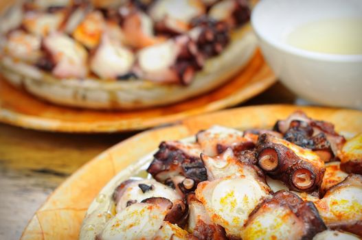 Octopus prepared Galician style, Pulpo a feira.