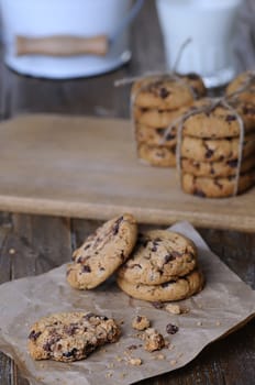 Homemade cookies on wooden table in the kitchen