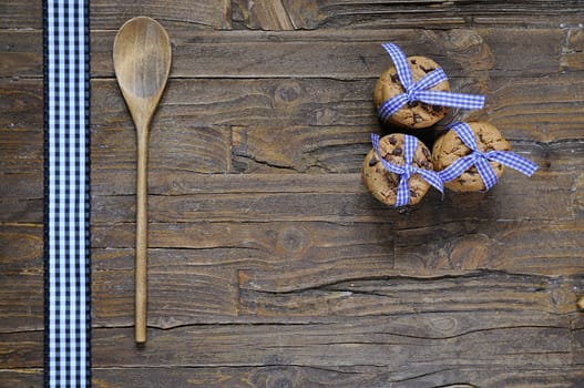 Homemade cookies on wooden table in the kitchen