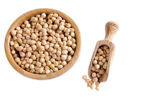 Tasty chickpeas ready for cooking isolated on white background