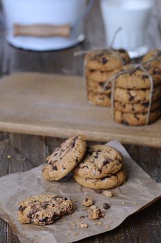 Homemade cookies on wooden table in the kitchen