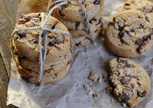 Homemade cookies on wooden table in the kitchen