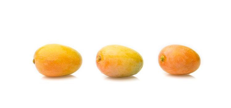 Fresh yellow mango fruit isolated on white background