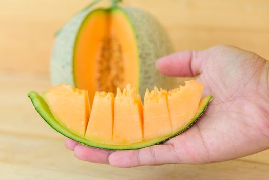 Fresh Orange melon on hand