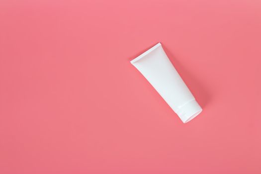 Cosmetics product ads poster template. Cosmetic beauty mockup. Cream tube package. Shampoo or shower gel packaging design.