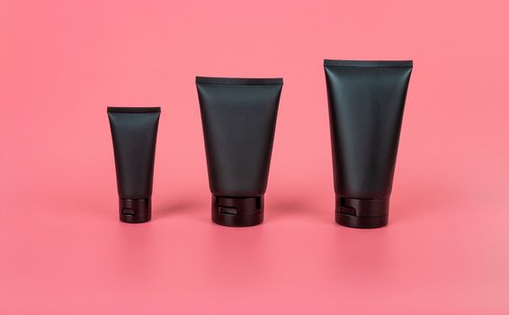 Cosmetics product ads poster template. Cosmetic beauty mockup. Cream tube package. Shampoo or shower gel packaging design.