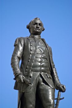Historic statue of the British Hero Clive of India. Major-General Robert Clive (1725-1774) led the British occupation of India. The monument is outside the Foreign Office in Westminster, London.