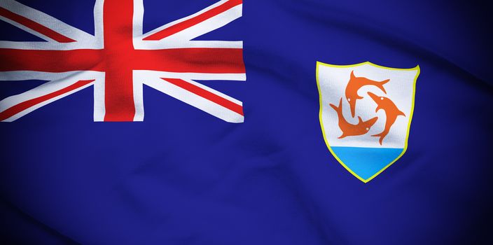 Wavy and rippled national flag of Anguilla background.