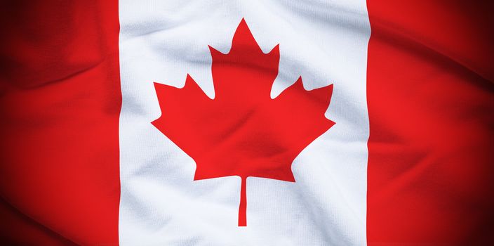 Wavy and rippled national flag of Canada background.