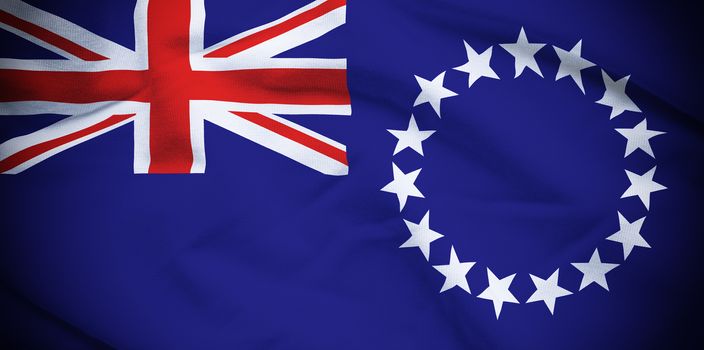 Wavy and rippled national flag of Cook Islands background.