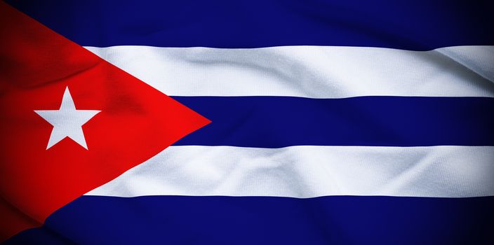 Wavy and rippled national flag of Cuba background.